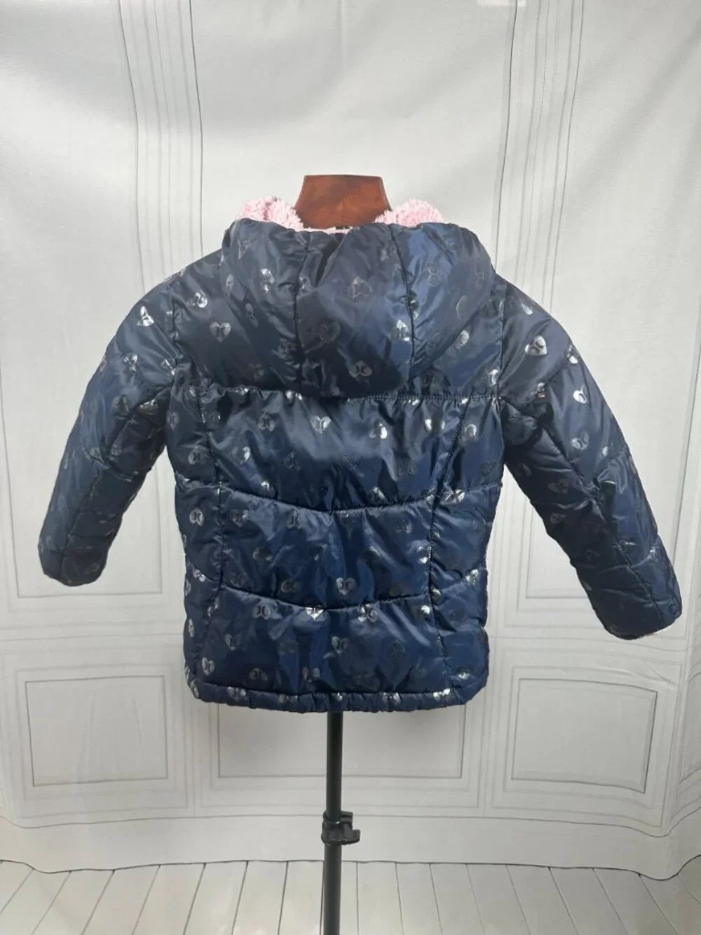 Hurley Size 5 Navy Pink Puffer Jacket Kids 4-5 Years